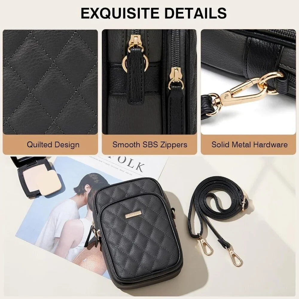 Vegan Leather Crossbody Bag Women Small Phone Purse Wallet with Card Slots